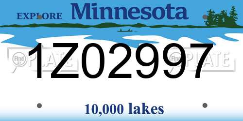 1Z02997 Minnesota License Plate