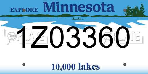 1Z03360 Minnesota License Plate