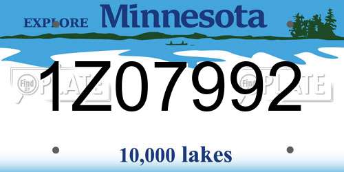 1Z07992 Minnesota License Plate