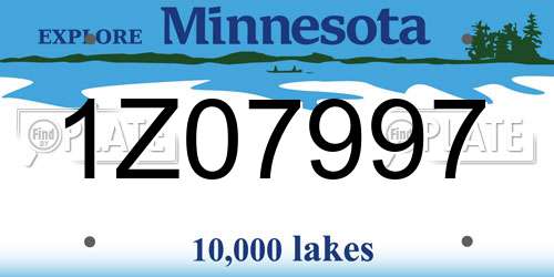 1Z07997 Minnesota License Plate