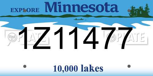 1Z11477 Minnesota License Plate