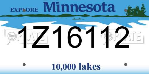 1Z16112 Minnesota License Plate