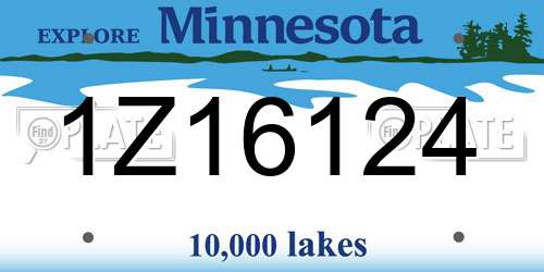 1Z16124 Minnesota License Plate