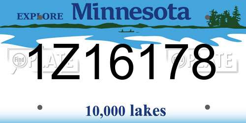 1Z16178 Minnesota License Plate