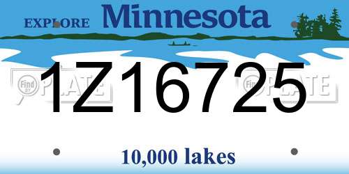 1Z16725 Minnesota License Plate