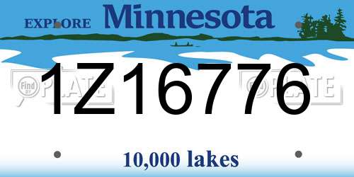 1Z16776 Minnesota License Plate