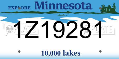 1Z19281 Minnesota License Plate
