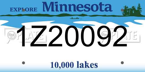 1Z20092 Minnesota License Plate
