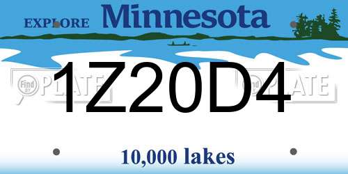 1Z20D4 Minnesota License Plate
