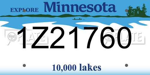1Z21760 Minnesota License Plate