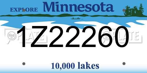 1Z22260 Minnesota License Plate