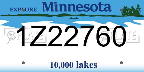 1Z22760 Minnesota License Plate