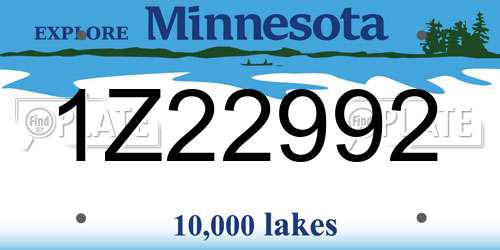 1Z22992 Minnesota License Plate