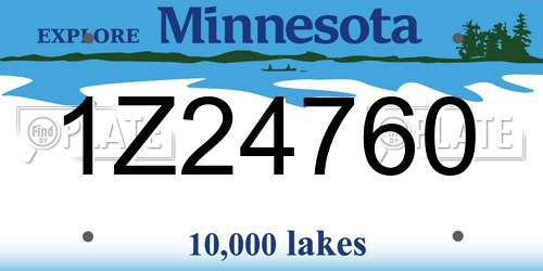 1Z24760 Minnesota License Plate