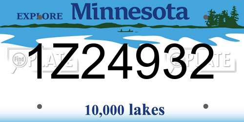 1Z24932 Minnesota License Plate