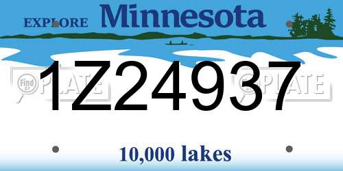 1Z24937 Minnesota License Plate