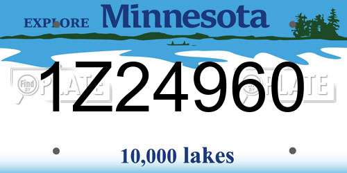 1Z24960 Minnesota License Plate