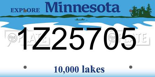 1Z25705 Minnesota License Plate