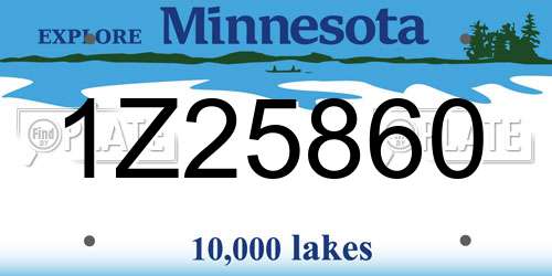 1Z25860 Minnesota License Plate