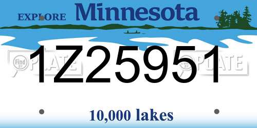 1Z25951 Minnesota License Plate