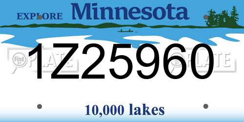 1Z25960 Minnesota License Plate