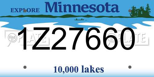 1Z27660 Minnesota License Plate