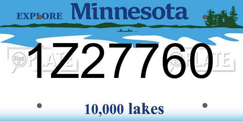 1Z27760 Minnesota License Plate