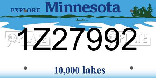 1Z27992 Minnesota License Plate