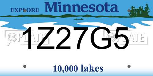 1Z27G5 Minnesota License Plate