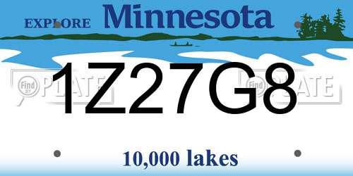 1Z27G8 Minnesota License Plate