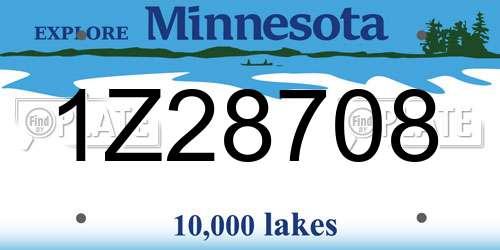 1Z28708 Minnesota License Plate