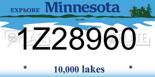 1Z28960 Minnesota License Plate