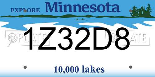 1Z32D8 Minnesota License Plate