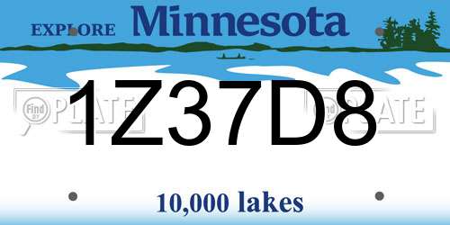 1Z37D8 Minnesota License Plate