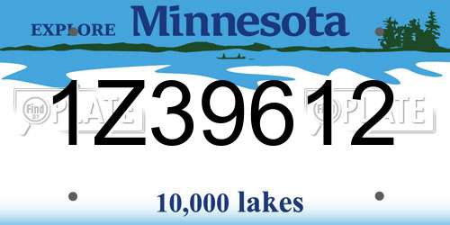 1Z39612 Minnesota License Plate