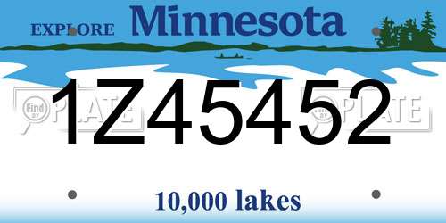 1Z45452 Minnesota License Plate