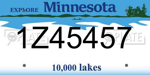 1Z45457 Minnesota License Plate
