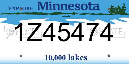 1Z45474 Minnesota License Plate