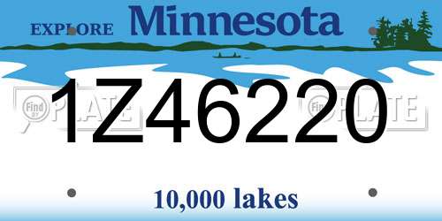 1Z46220 Minnesota License Plate