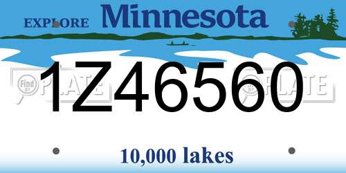 1Z46560 Minnesota License Plate