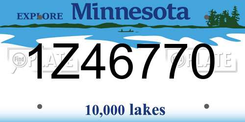 1Z46770 Minnesota License Plate