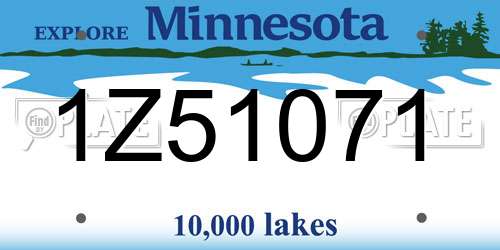 1Z51071 Minnesota License Plate