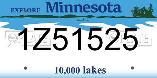 1Z51525 Minnesota License Plate