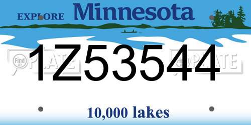 1Z53544 Minnesota License Plate