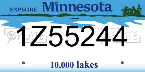 1Z55244 Minnesota License Plate