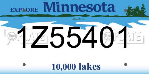 1Z55401 Minnesota License Plate