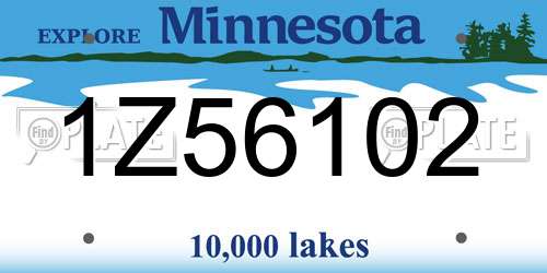 1Z56102 Minnesota License Plate