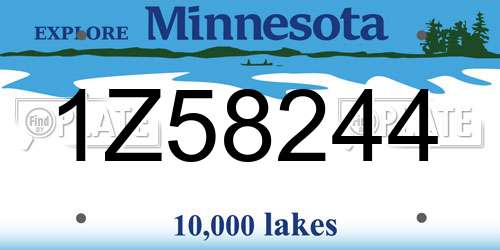1Z58244 Minnesota License Plate