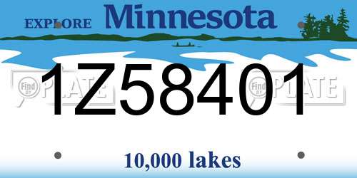 1Z58401 Minnesota License Plate