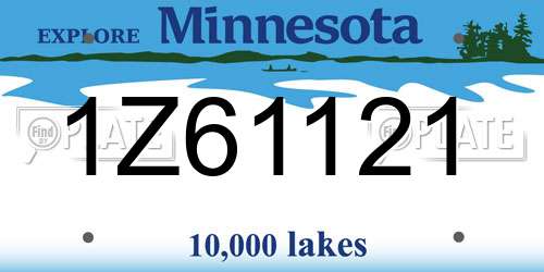 1Z61121 Minnesota License Plate